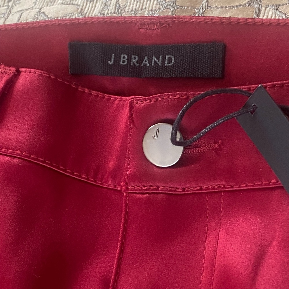 J Brand Womens Mid Rise Flare satin Pants RED Size 26 $298 - Picture 7 of 7